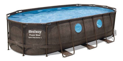 Piscina estructural ovalada Bestway 56716 con capacidad de 13430 litros de 5.49m de largo x 2.74m de ancho marrón diseño mosaico/ratán