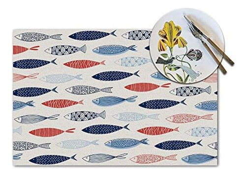 Juego De 4 Manteles Individuales De Peces De Colores, Mantel