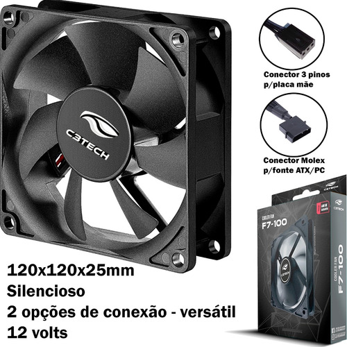 2x Cooler Fan 120mm Gabinete Pc Gammer 3 Pinos/molex 12volts