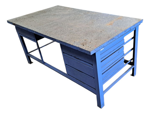Mesa De Trabajo Ideal Industria Herrero Hierro + Madera Celeste (Usado)