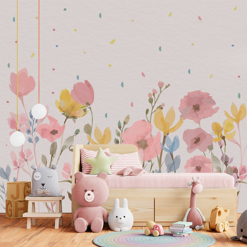 Papel De Parede Jardim Flores Feminino Bebê Infantil - Pp652
