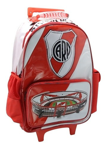 Mochila Carro Grande 18p Futbol River Plate Ri140 Manias Color Rojo con blanco