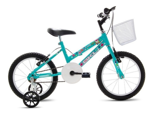 Bicicleta  infantil infantil BKL Bikes Lady Girl aro 16 freios v-brakes cor verde-água com rodas de treinamento