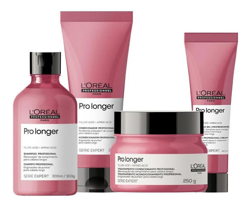 Kit Loreal Pro Longer Sh300ml+cond200ml+masc250gr+cpp150ml