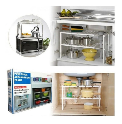 Imagen 7 de 7 de Estante Ajustable Organizador Multiuso Cocina Baño Closeth