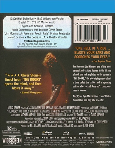Imagen 2 de 3 de Blu-ray The Doors La Pelicula / De Oliver Stone