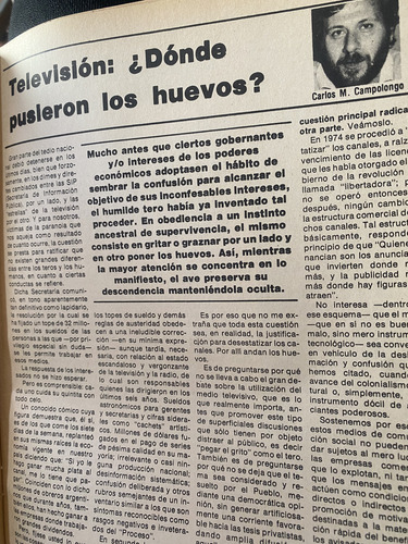 Línea 20 Marzo 1982 Pepe Rosa Revisionismo Peronismo (Usado)