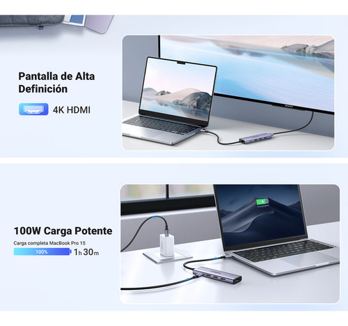 Ugreen 15596 Hub Usb-c 5 En 1 Para 3* Usb 3.0 + Hdmi 4k @30