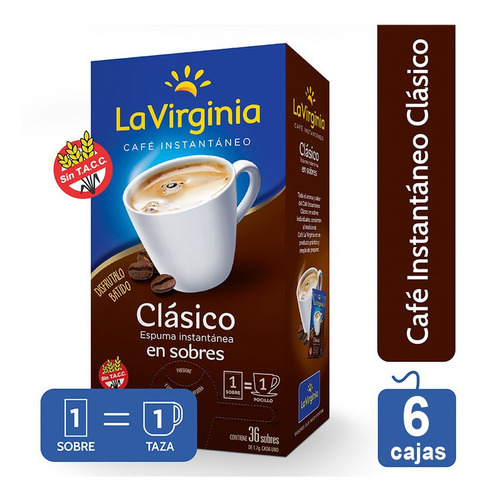 La Virginia Cafe En Saquitos Instantaneo 36 Un X 6 Cajas