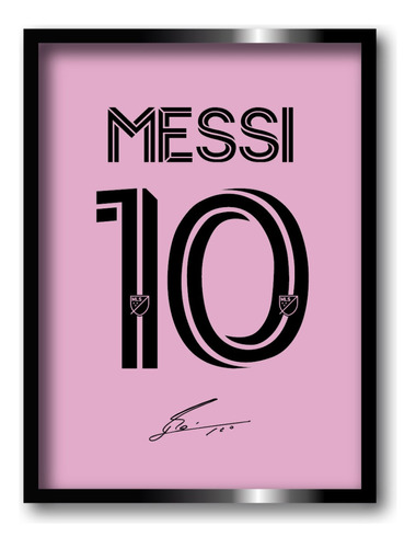 Decorativo Dorsal Lionel Messi Barcelona Psg Enmarcado 30x40