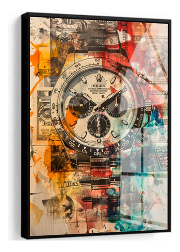Quadro Decorativo Relógio Moderno Colorido Moldura E Vidro