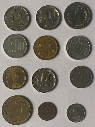 Argentina, Lote 12 Monedas,  501/2m