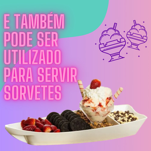 Kit Com 4 Barcos Japones Porções E Barco Sushi E Açaí 26cm