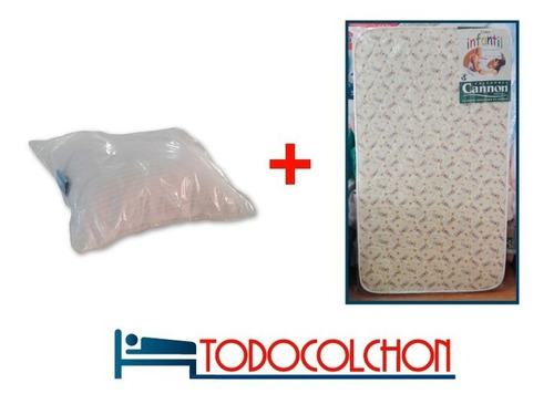 Imagen 2 de 7 de Combo Almohada Cuna Mas Colchon Cannon Cuna Funcional 140x80