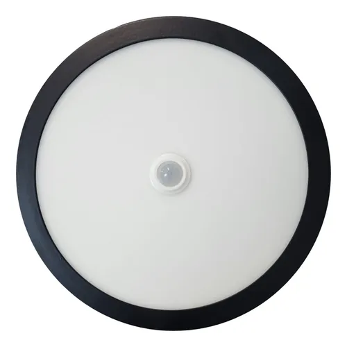 Pack 3 Panel Redondo Led Eco Sobrepuesto Negro Sensor 12w