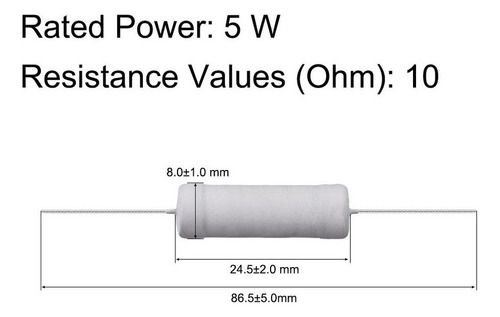 10 Resistencias 100 Ohm Resistor Película Óxida Metal 5w 5%