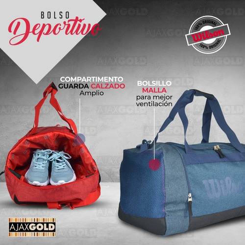 Imagen 5 de 10 de Bolso Wilson Deportivo Viaje Urbano Bolsillo Gimnasio Fit