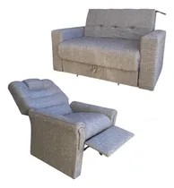 Comprar Juego De Living Sofa Cama 2 Cps + Sillon Poltrona Reclinable