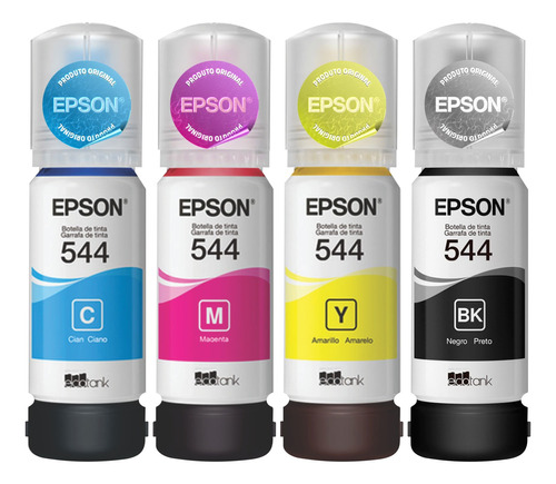 Tinta Original Epson L3250 L3210 T544 L3150 - Kit 04 Cores