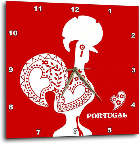 Dpp   Reloj De Pared Portugues Gallo Rojo Y Blanco  Por...