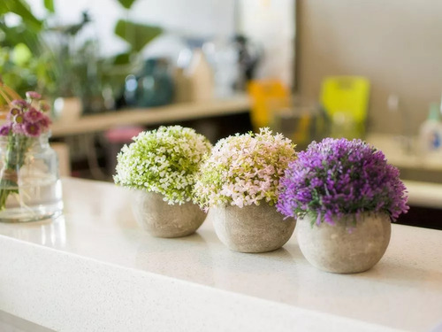 3 Plantas Artificiales Falsas Mini Plantas En Maceta