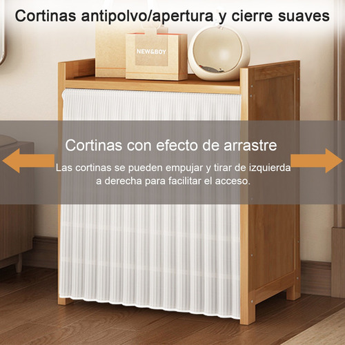 Zapatera Moderna Madera 4capas Entrada Con Cortina 50cm Marrón