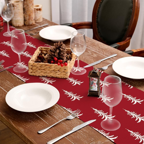 Camino De Mesa Rojo Arkeny Con Forma De Árbol De Navidad, 13