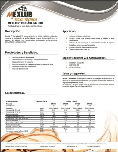 Cubeta De Aceite Hidráulico Mexlub Dth 300