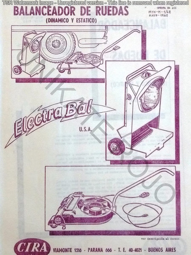 Antiguo Folleto Cira Balanceador De Ruedas Auto - Año 1962