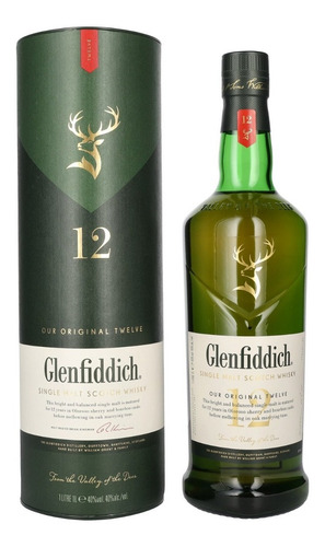 Whisky Glenfiddich Single Malt 12 Años, 750cc Con Estuche