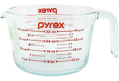 Taza Vaso Medidor De 1 Litro En Vidrio Pyrex Original