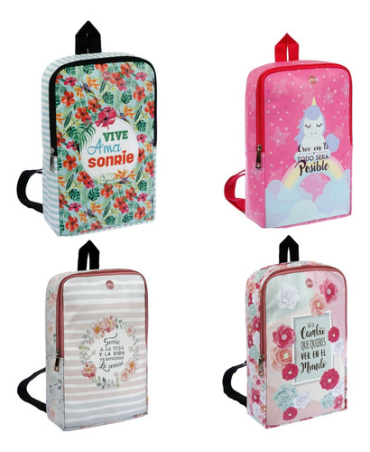 10 Mochilas Ecocuero Estampado Medio Litro Madu Ideal Matera