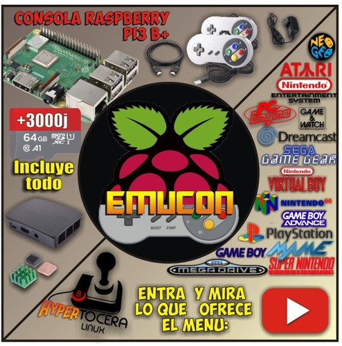 Consola Raspberry Pi3b+ 64gb Ps1 Snes Atari Arcade Nuevo