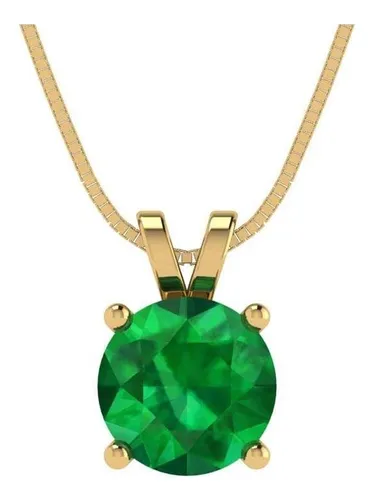 Collar Con Colgante De Solitario De Esmeralda De Imitación