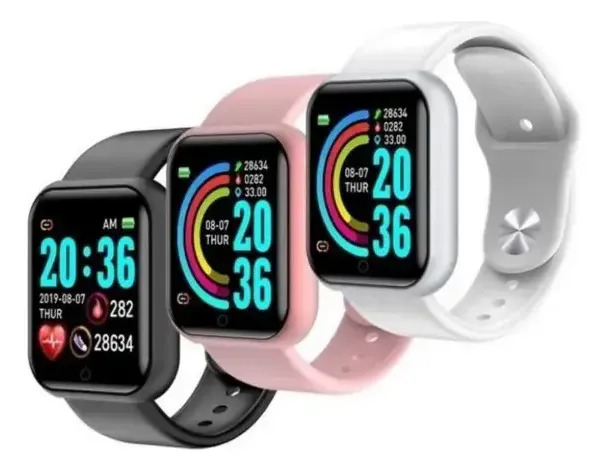 Smartwatch Tebaury D20 Y68 Preto Monitor Cardíaco Controle Música Tela 1.3" Bluetooth