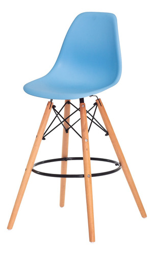 Imagem 1 de 5 de Banqueta Alta Eiffel Eames Preta Base Madeira Várias Cores