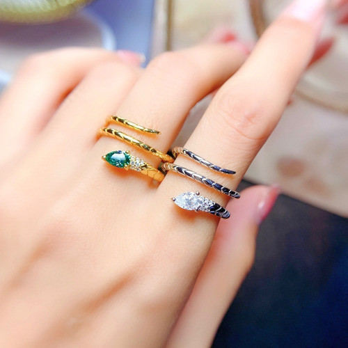 Anillo Serpiente Snake Trendy Ajustable Baño Oro