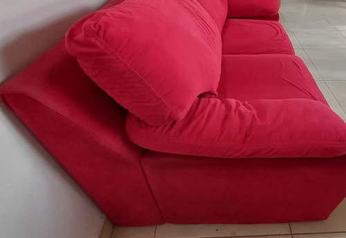Sillón De 2 Cuerpos De Gamuza Rojo En Muy Buen Estado! Rojo Liso