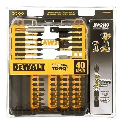 Set Puntas Y Tubos Dewalt Flextorq Impact Ready - 40 Piezas