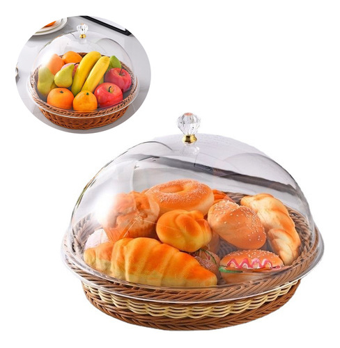 Cesta De Comida Redonda De Vime Com Tampa Cesta De Pão C