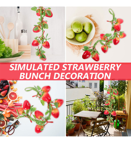 4 Unidades De Fresas Falsas: Fresas Rojas Artificiales