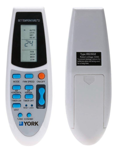 Control Remoto Aire Acondicionado York R92