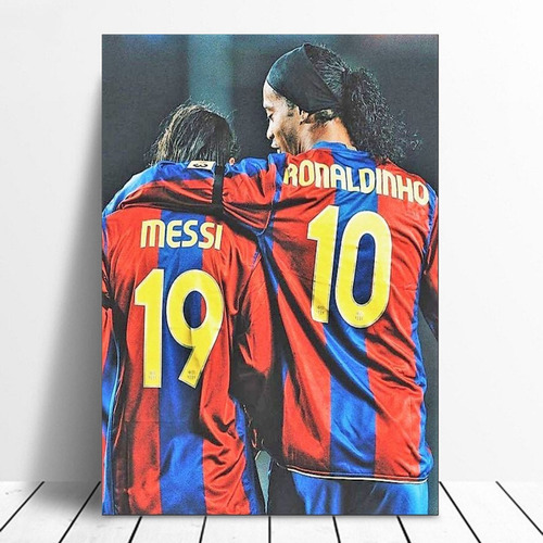 Cuadro Decorativo Artistico Messi Ronaldinho Barca 35x55cm