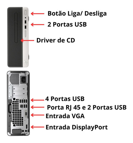 Cpu Pc Desktop 400 G4 Hp I5 6a 8gb Ssd 240gb - Brinde