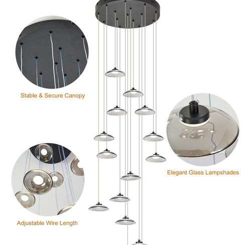 Lámpara Colgante Led Moderna Regulable De 15 Luces Para Sala