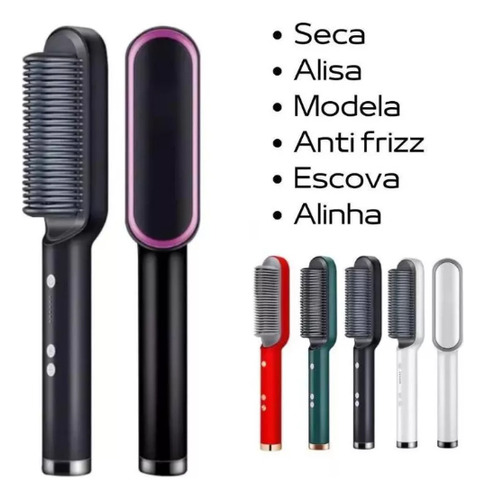 Escova Alisadora 127/220V 5 Em 1 Alisa Hidrata Modela Alinha E