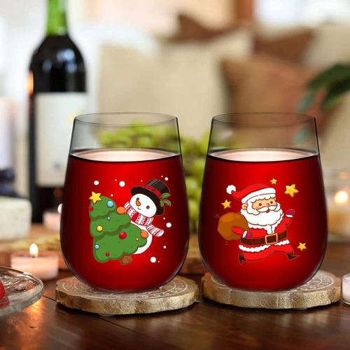 Set De 4 Copas De Vino De Navidad, Copas De Vino...