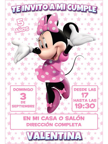 Minnie Rosa Kit Imprimible Personalizado Candy Bar Y Tarjeta