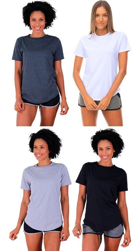 Kit 4 Camiseta Longline Feminina Mxd Conceito Cores Lisas