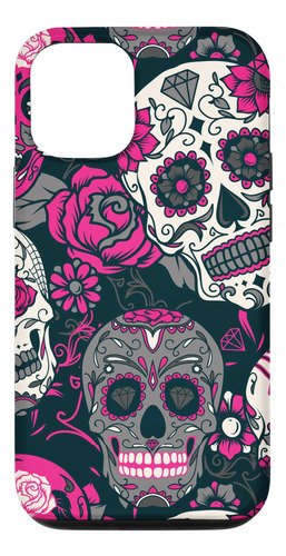 iPhone 14 Pro Hot Pink Day Of Dead Sugar Skulls Teléfono Cas
